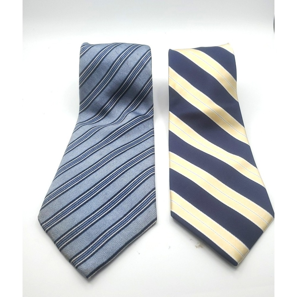 Tommy Hilfiger Mens Tie 100% Imported Silk Neck Tie Blue Stripes Devenezia lot 2
